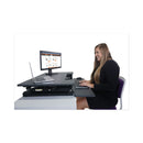 Victor High Rise Height Adjustable Standing Desk with Keyboard Tray, 36" x 31.25" x 5.25" to 20", Gray/Black