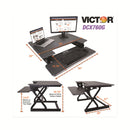 Victor High Rise Height Adjustable Standing Desk with Keyboard Tray, 36" x 31.25" x 5.25" to 20", Gray/Black