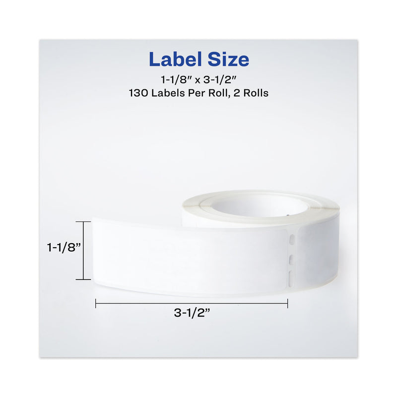 Avery Multipurpose Thermal Labels, 1.13 x 3.5, White, 130/Roll, 2 Rolls/Pack
