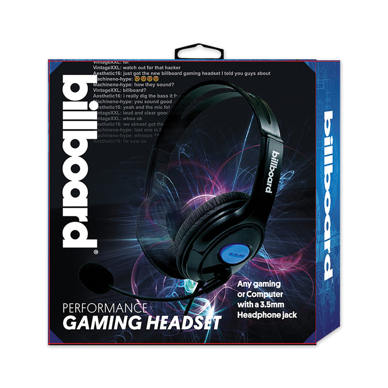 billboard Gaming Headsets, Binaural, Over the Head, Black