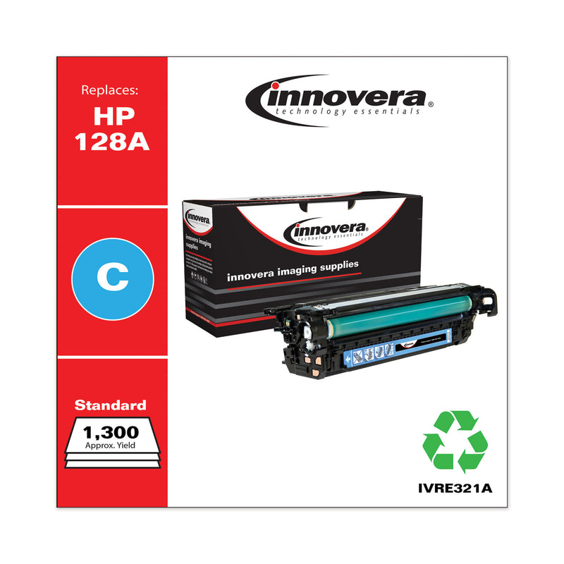 Innovera Remanufactured Cyan Toner, Replacement for 128A (CE321A), 1,300 Page-Yield