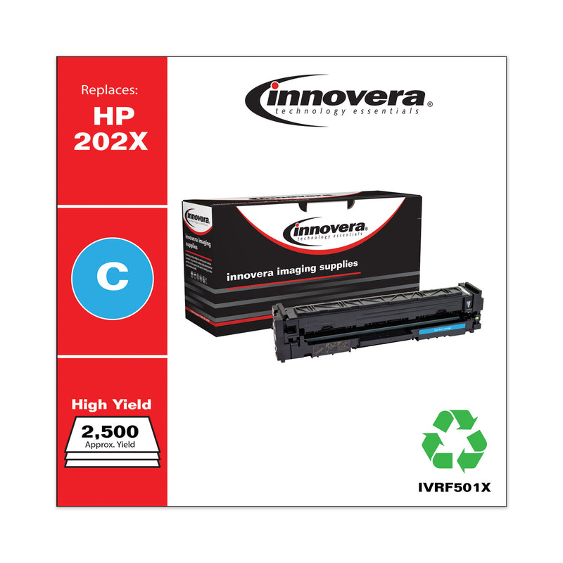 Innovera Remanufactured Cyan High-Yield Toner, Replacement for 202X (CF501X), 2,500 Page-Yield