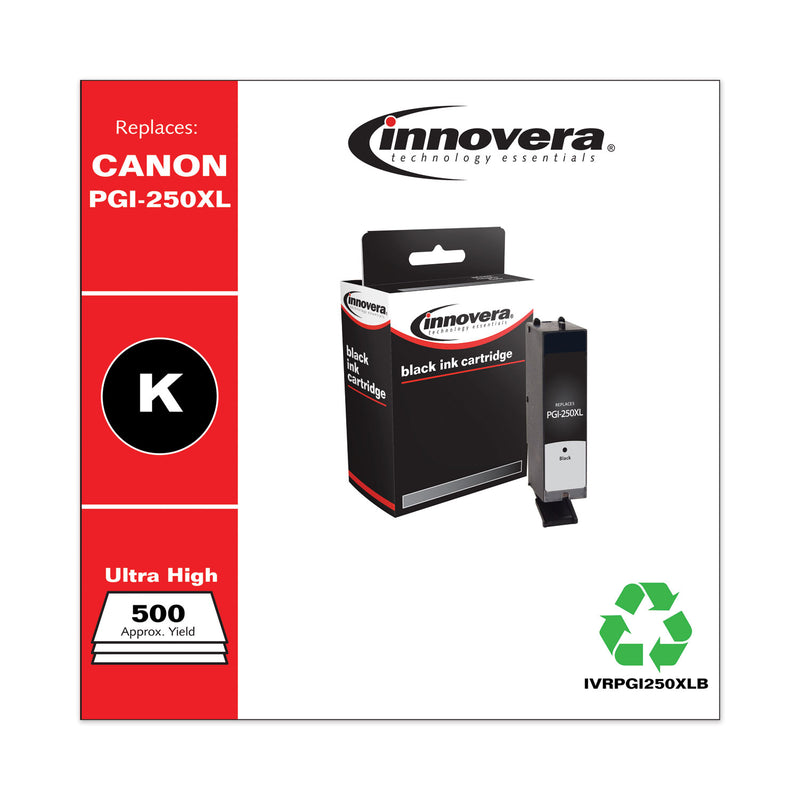 Innovera Remanufactured Black High-Yield Ink, Replacement for PGI-250XL (6432B001), 500 Page-Yield