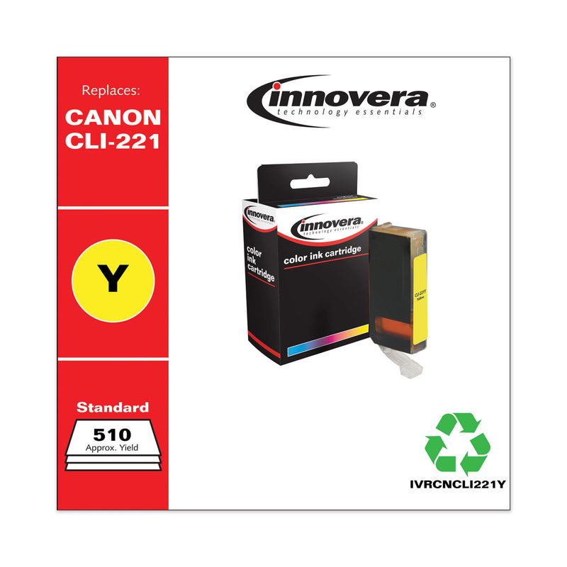 Innovera Remanufactured Yellow Ink, Replacement for CLI-221Y (2949B001), 510 Page-Yield