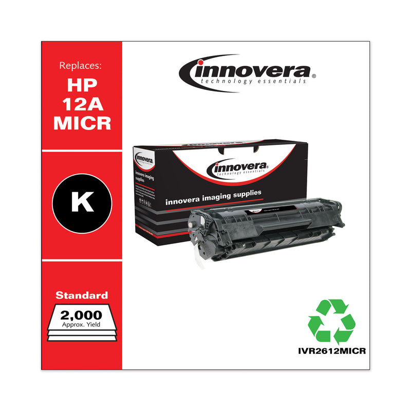 Innovera Remanufactured Black MICR Toner, Replacement for 12AM (Q2612AM), 2,000 Page-Yield