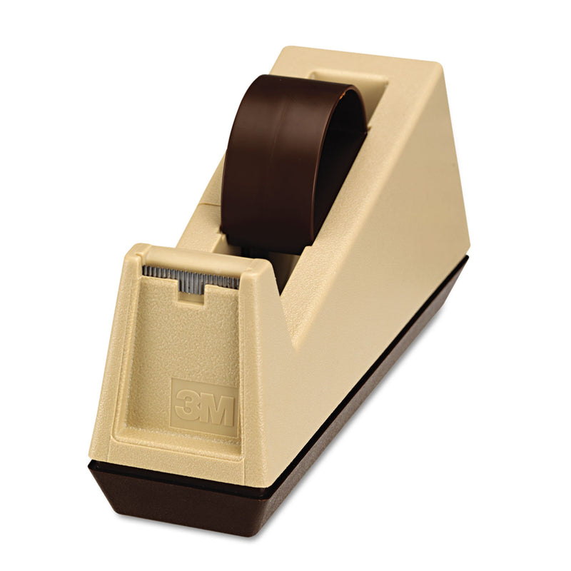 Scotch Heavy-Duty Weighted Desktop Tape Dispenser, 3" Core, Plastic, Putty/Brown