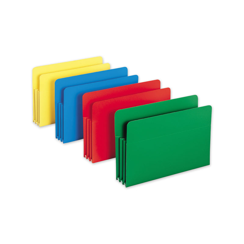 Smead Poly Drop Front File Pockets, 3.5" Expansion, Legal Size, Assorted Colors, 4/Box