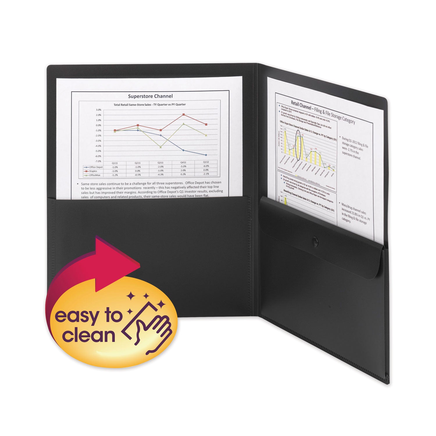 Poly Two-Pocket Folder with Snap Closure Security Pocket, 100-Sheet ...