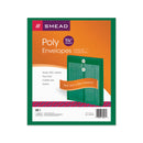 Smead Poly String and Button Interoffice Envelopes, Open-End (Vertical), 9.75 x 11.63, Transparent Green, 5/Pack