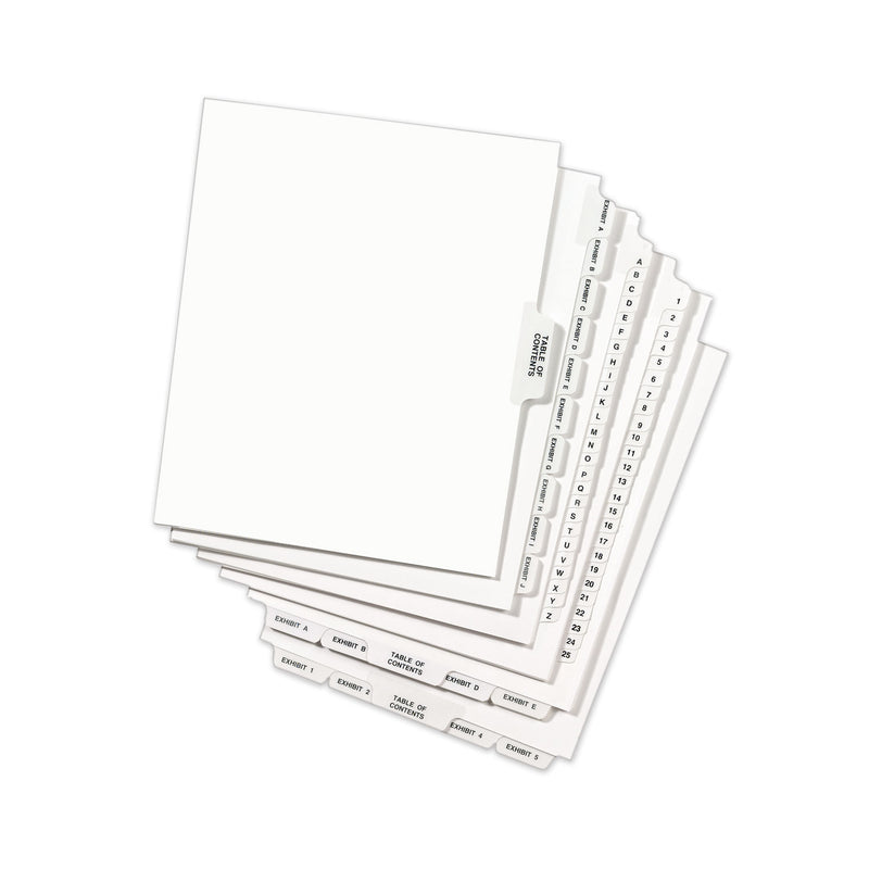 Avery-Style Preprinted Legal Bottom Tab Divider, 26-Tab, Exhibit B, 11 x 8.5, White, 25/PK