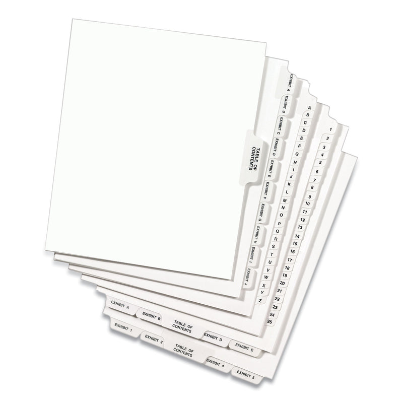 Avery-Style Preprinted Legal Side Tab Divider, 26-Tab, Exhibit V, 11 x 8.5, White, 25/Pack, (1392)