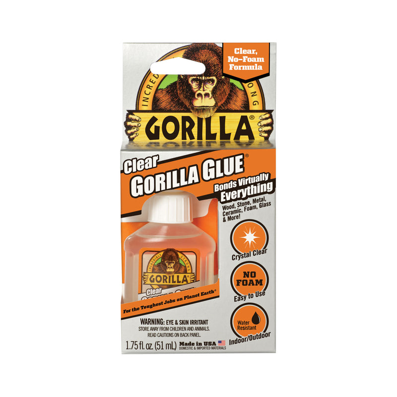 Gorilla Clear Gorilla Glue, 1.75 oz, Dries Clear, 4/Carton