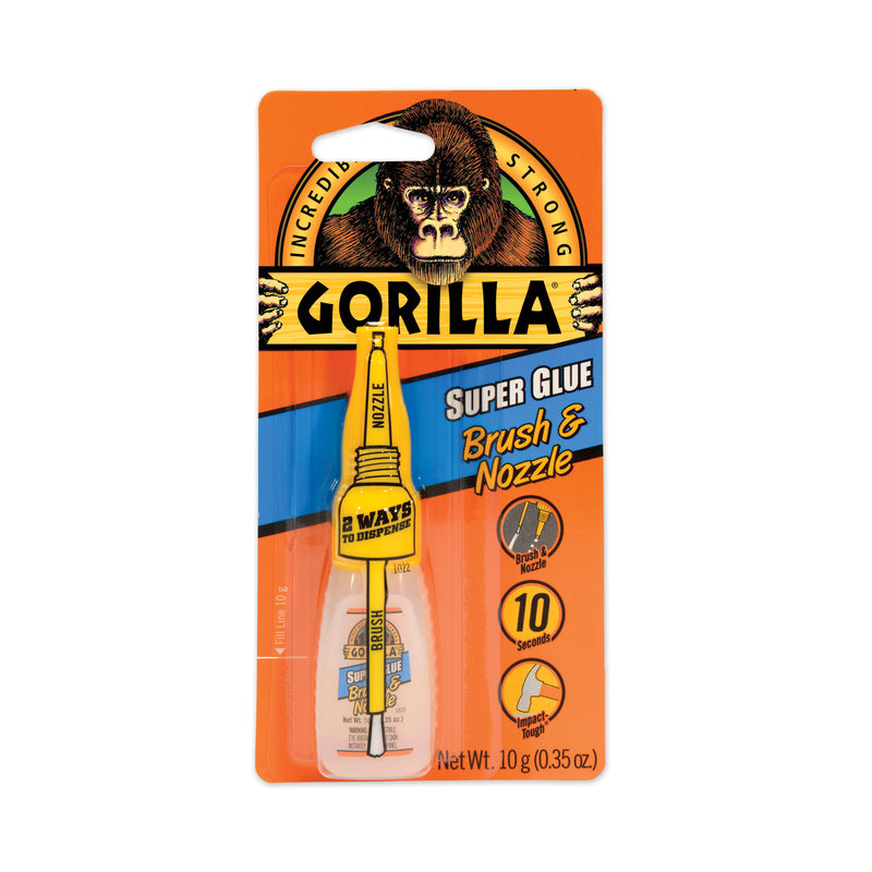 Gorilla Super Glue with Brush and Nozzle Applicators, 0.35 oz, Dries Clear