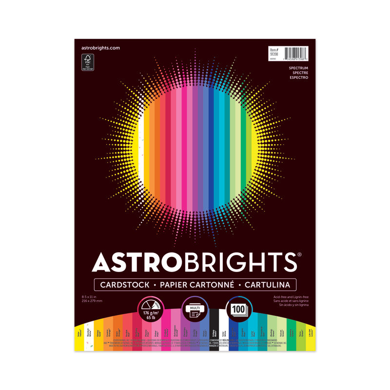 Astrobrights Color Cardstock, 65 lb Cover Weight, 8.5 x 11, Assorted Colors, 100/Pack
