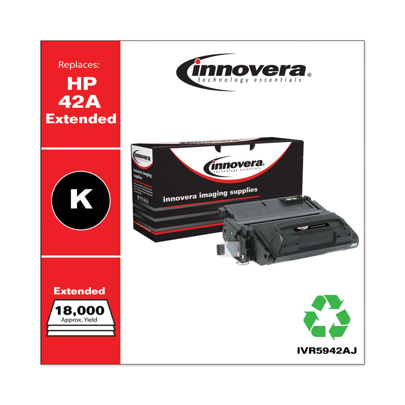 Innovera Remanufactured Black Extended-Yield Toner, Replacement for 42A (Q5942AJ), 18,000 Page-Yield