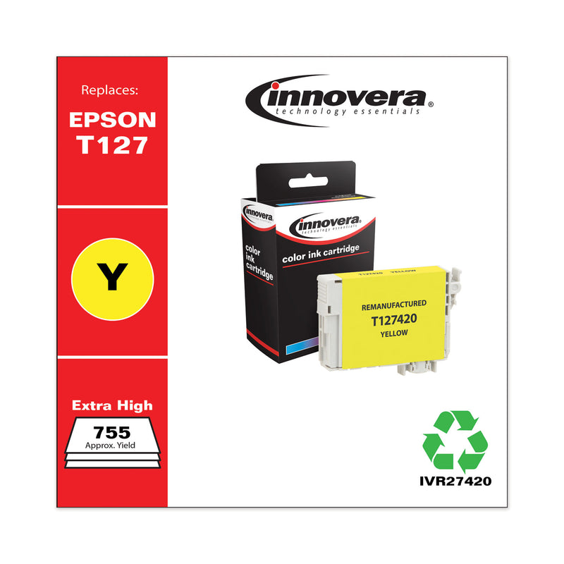 Innovera Remanufactured Yellow Ink, Replacement for 127 (T127420), 755 Page-Yield
