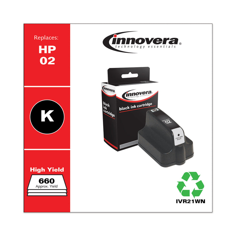 Innovera Remanufactured Black Ink, Replacement for 02 (C8721WN), 660 Page-Yield