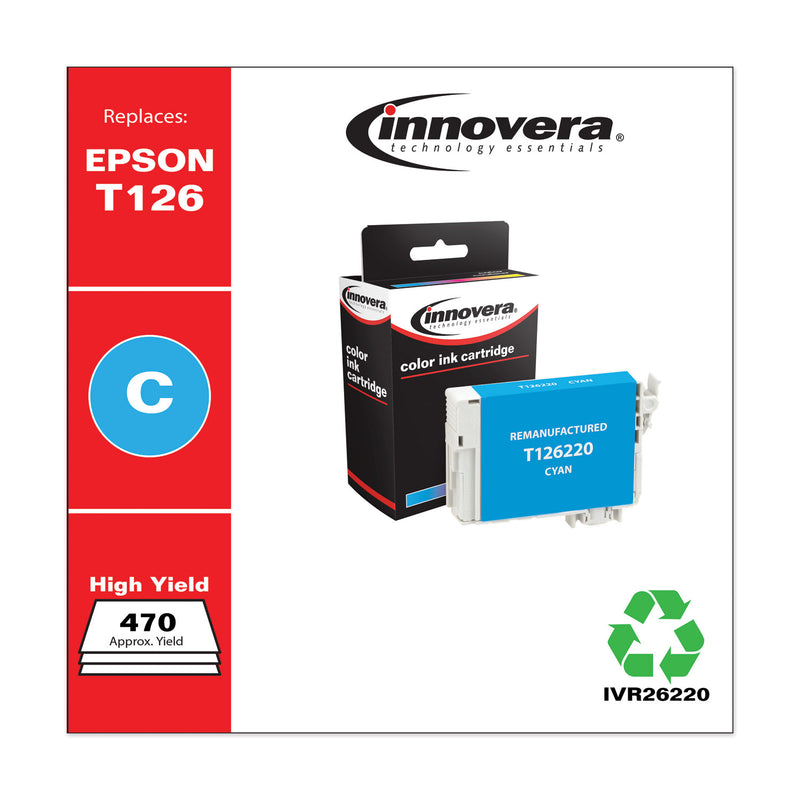 Innovera Remanufactured Cyan Ink, Replacement for 126 (T126220), 470 Page-Yield