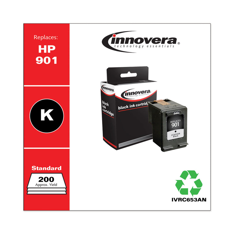 Innovera Remanufactured Black Ink, Replacement for 901 (CC653AN), 200 Page-Yield