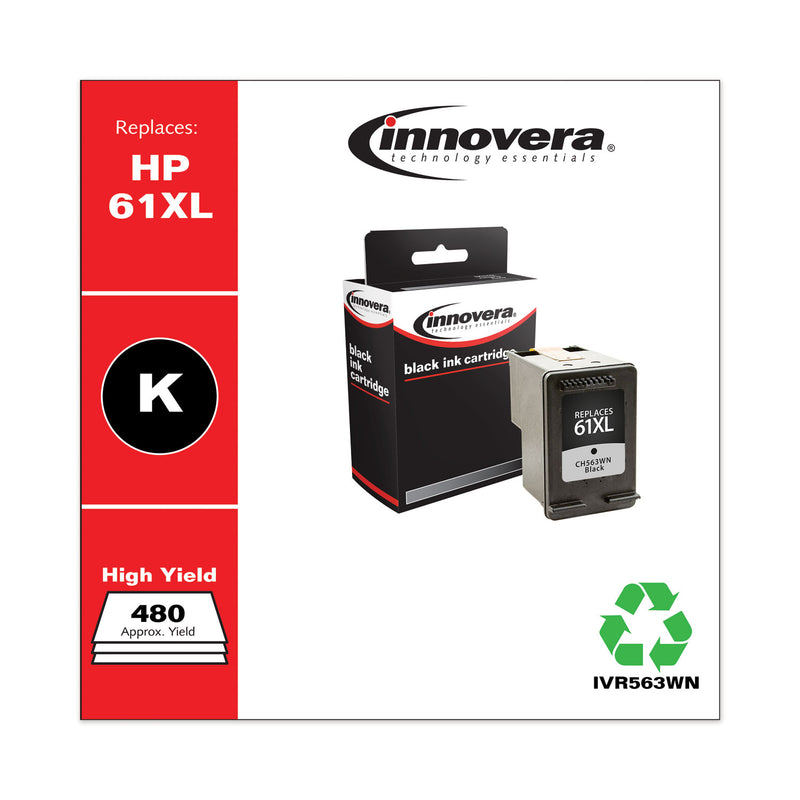 Innovera Remanufactured Black High-Yield Ink, Replacement for 61XL (CH563WN), 480 Page-Yield