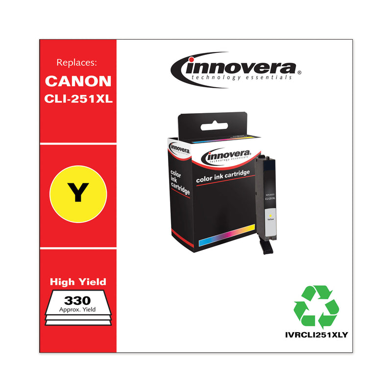 Innovera Remanufactured Yellow High-Yield Ink, Replacement for CLI-251XL (6451B001), 685 Page-Yield
