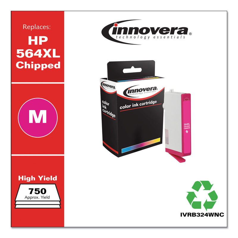 Innovera Remanufactured Magenta High-Yield Ink, Replacement for 564XL (CB324WN), 750 Page-Yield