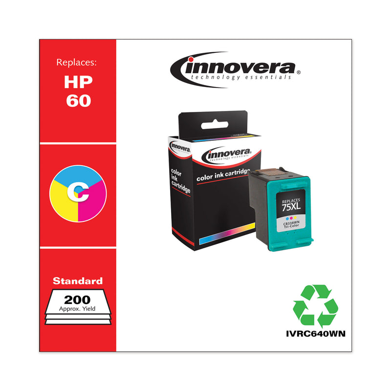 Innovera Remanufactured Black Ink, Replacement for 60 (CC640WN), 200 Page-Yield