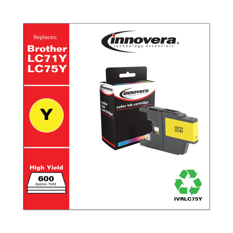 Innovera Remanufactured Yellow High-Yield Ink, Replacement for LC75Y, 600 Page-Yield