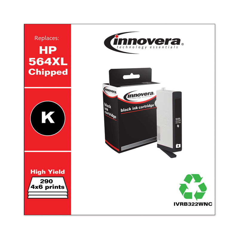 Innovera Remanufactured Photo Black High-Yield Ink, Replacement for 564XL (CB322WN), 290 Page-Yield