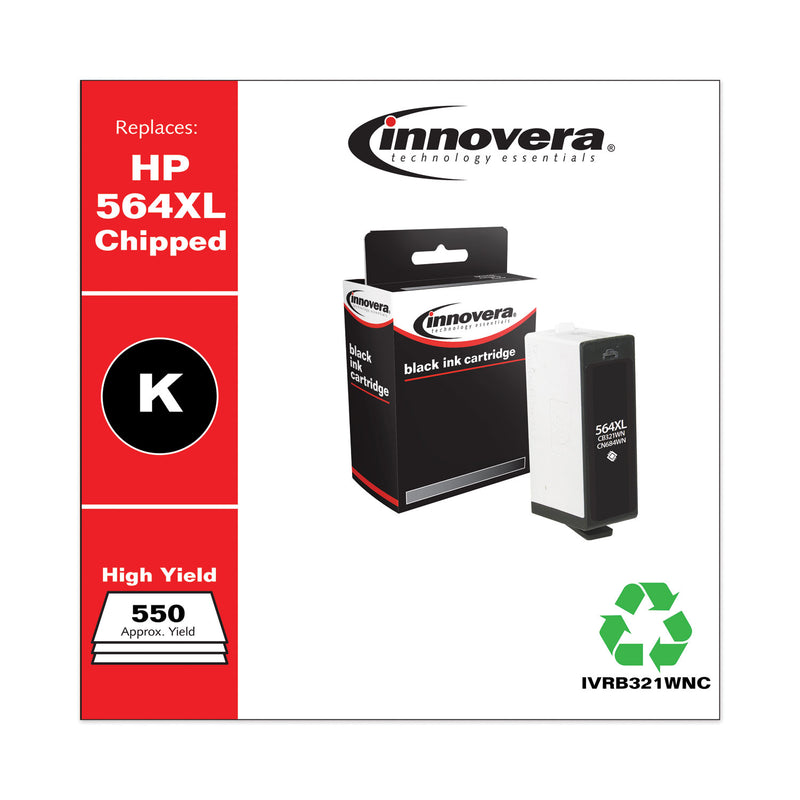 Innovera Remanufactured Black High-Yield Ink, Replacement for 564XL (CB321WN), 550 Page-Yield