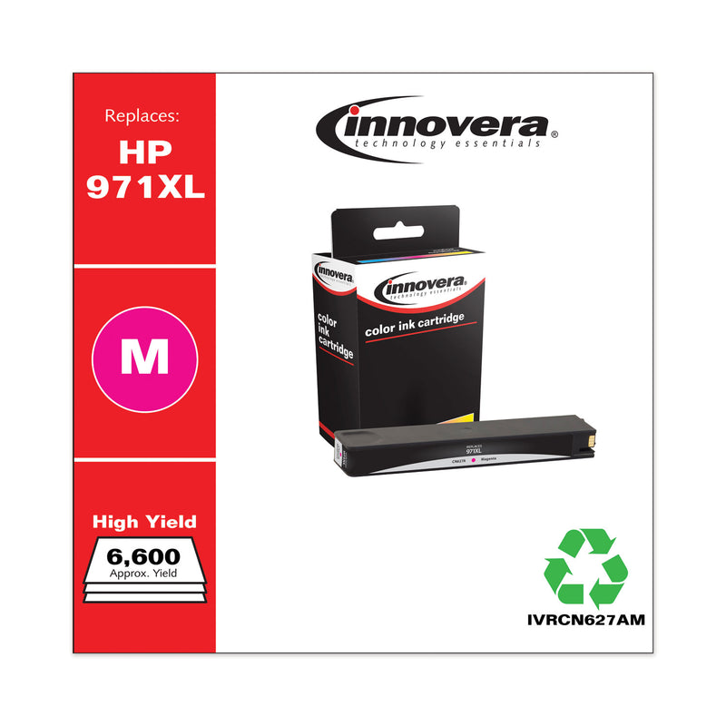 Innovera Remanufactured Magenta High-Yield Ink, Replacement for 971XL (CN627AM), 6,600 Page-Yield