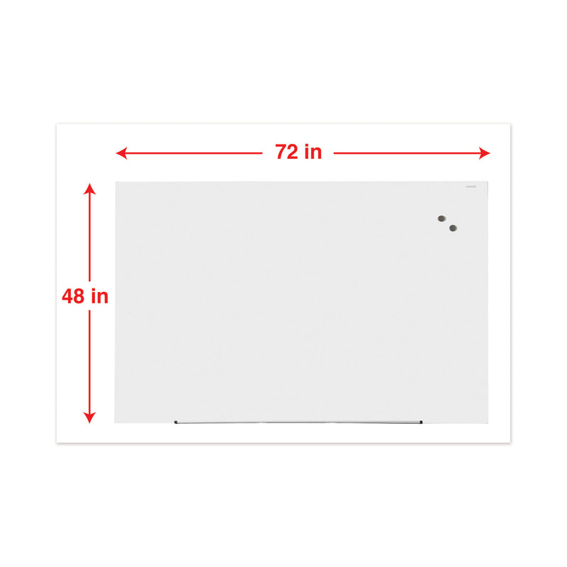 Universal Frameless Magnetic Glass Marker Board, 72" x 48", White