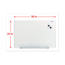 Universal Frameless Magnetic Glass Marker Board, 36" x 24", White