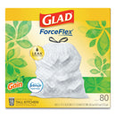 Glad OdorShield Tall Kitchen Drawstring Bags, 13 gal, 0.95 mil, 24" x 27.38", White, 240/Carton