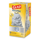 Glad Tall Kitchen Drawstring Trash Bags, 13 gal, 0.72 mil, 23.75" x 24.88", White, 240/Carton