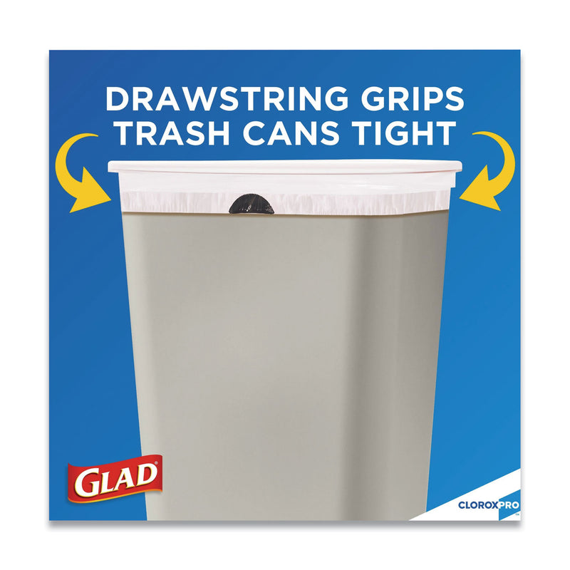 Glad Tall Kitchen Drawstring Trash Bags, 13 gal, 0.72 mil, 24" x 27.38", Gray, 100/Box