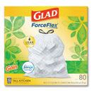 Glad OdorShield Tall Kitchen Drawstring Bags, 13 gal, 0.95 mil, 24" x 27.38", White, 240/Carton
