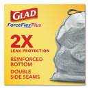 Glad ForceFlexPlus OdorShield Tall Kitchen Drawstring Trash Bags, 13 gal, 0.9 mil, 24" x 28", White, 204/Carton