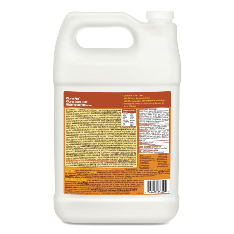 Clorox Total 360 Disinfectant Cleaner, 128 oz Bottle, 4/Carton