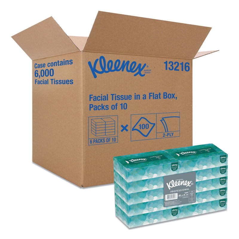 Kleenex White Facial Tissue for Business, 2-Ply, White, 100 Sheets/Box, 10 Boxes/Bundle, 6 Bundles/Carton