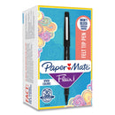 Paper Mate Point Guard Flair Felt Tip Porous Point Pen, Stick, Medium 0.7 mm, Black Ink, Black Barrel, 36/Box