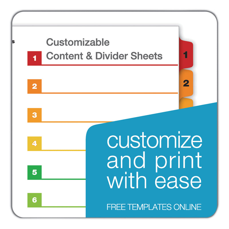 Cardinal OneStep Printable Table of Contents and Dividers, 8-Tab, 1 to 8, 11 x 8.5, White, 6 Sets