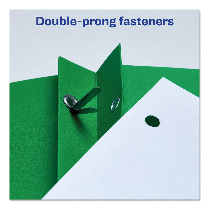Avery Two-Pocket Folder, Prong Fastener, 0.5" Capacity, 11 x 8.5, Green, 25/Box