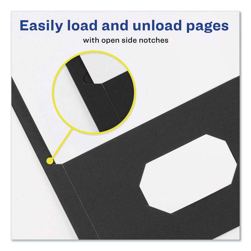 Avery Two-Pocket Folder, Prong Fastener, 0.5" Capacity, 11 x 8.5, Black, 25/Box