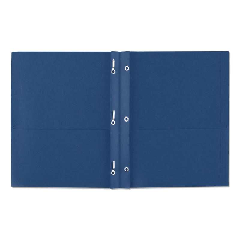 Avery Two-Pocket Folder, Prong Fastener, 0.5" Capacity, 11 x 8.5, Dark Blue, 25/Box