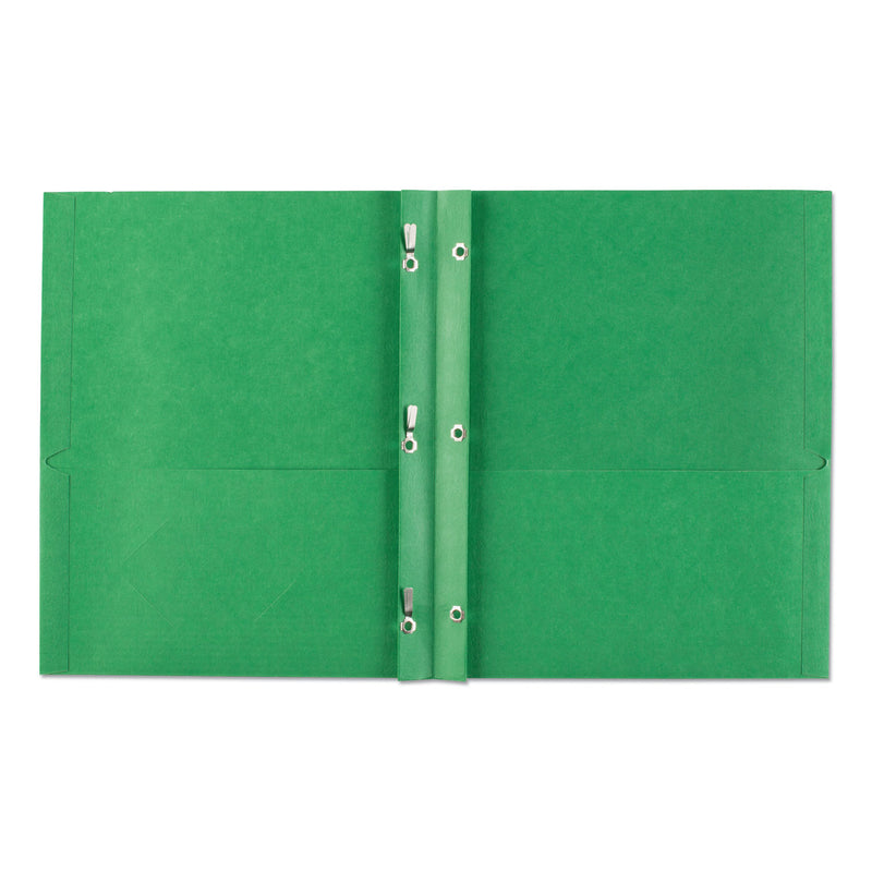 Avery Two-Pocket Folder, Prong Fastener, 0.5" Capacity, 11 x 8.5, Green, 25/Box