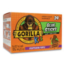 Gorilla School Glue Sticks, 0.21 oz/Stick, Dries Clear, 24/Pack