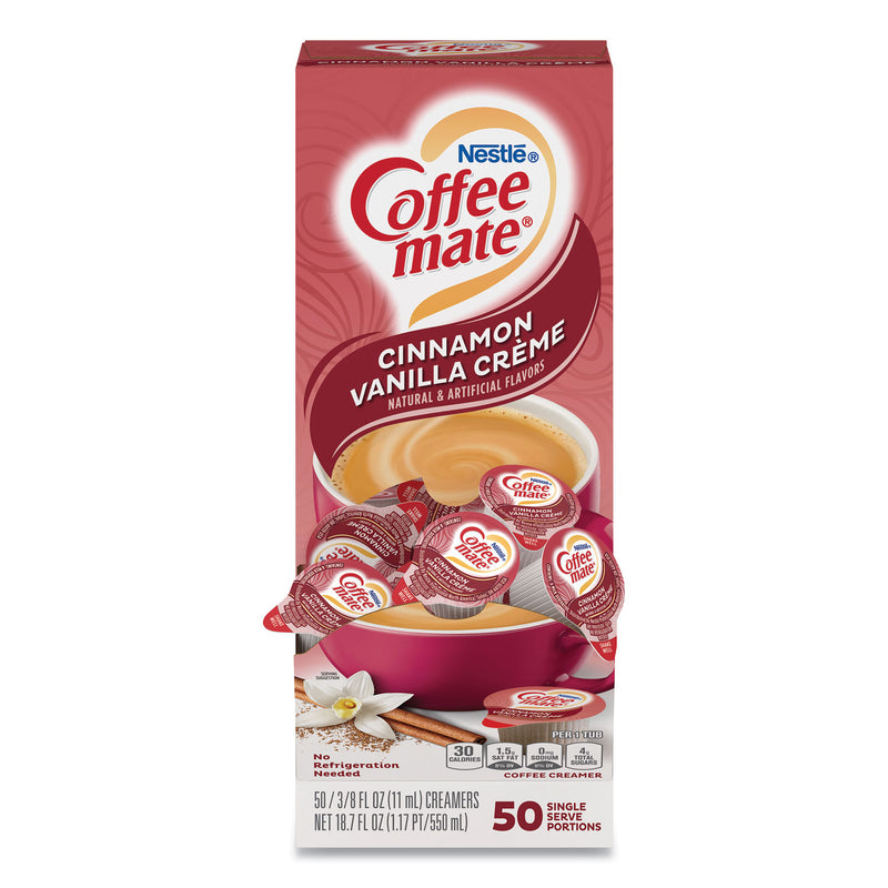 Coffee mate Liquid Coffee Creamer, Cinnamon Vanilla, 0.38 oz Mini Cups, 50/Box, 4 Boxes/Carton, 200 Total/Carton