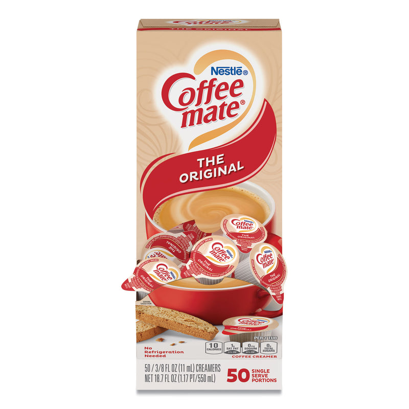 Coffee mate Liquid Coffee Creamer, Original, 0.38 oz Mini Cups, 50/Box, 4 Boxes/Carton, 200 Total/Carton