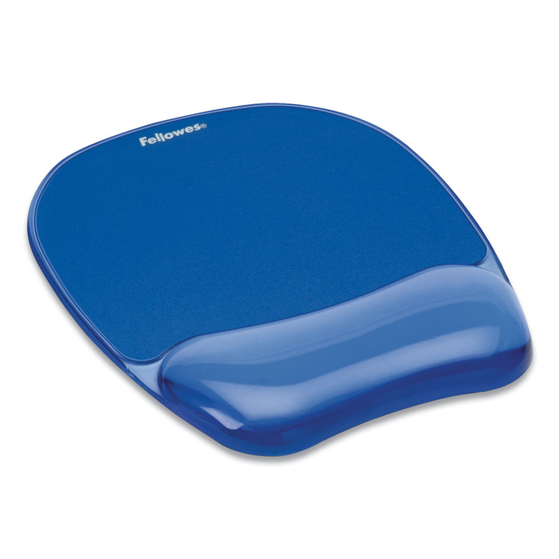 Fellowes Gel Crystals Mouse Pad with Wrist Rest, 7.87 x 9.18, Blue